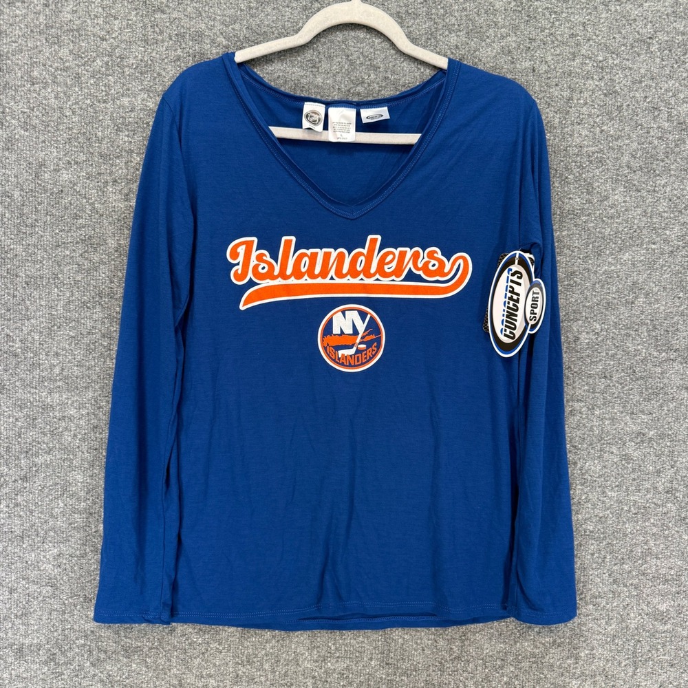 NY Islanders Shirt Womens Large Blue Long Sleeve Tshirt NHL Concept Sports NEW